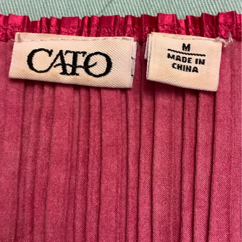 Cato short sleeve ruffle pleated top size medium bright Pink - Picture 4 of 6